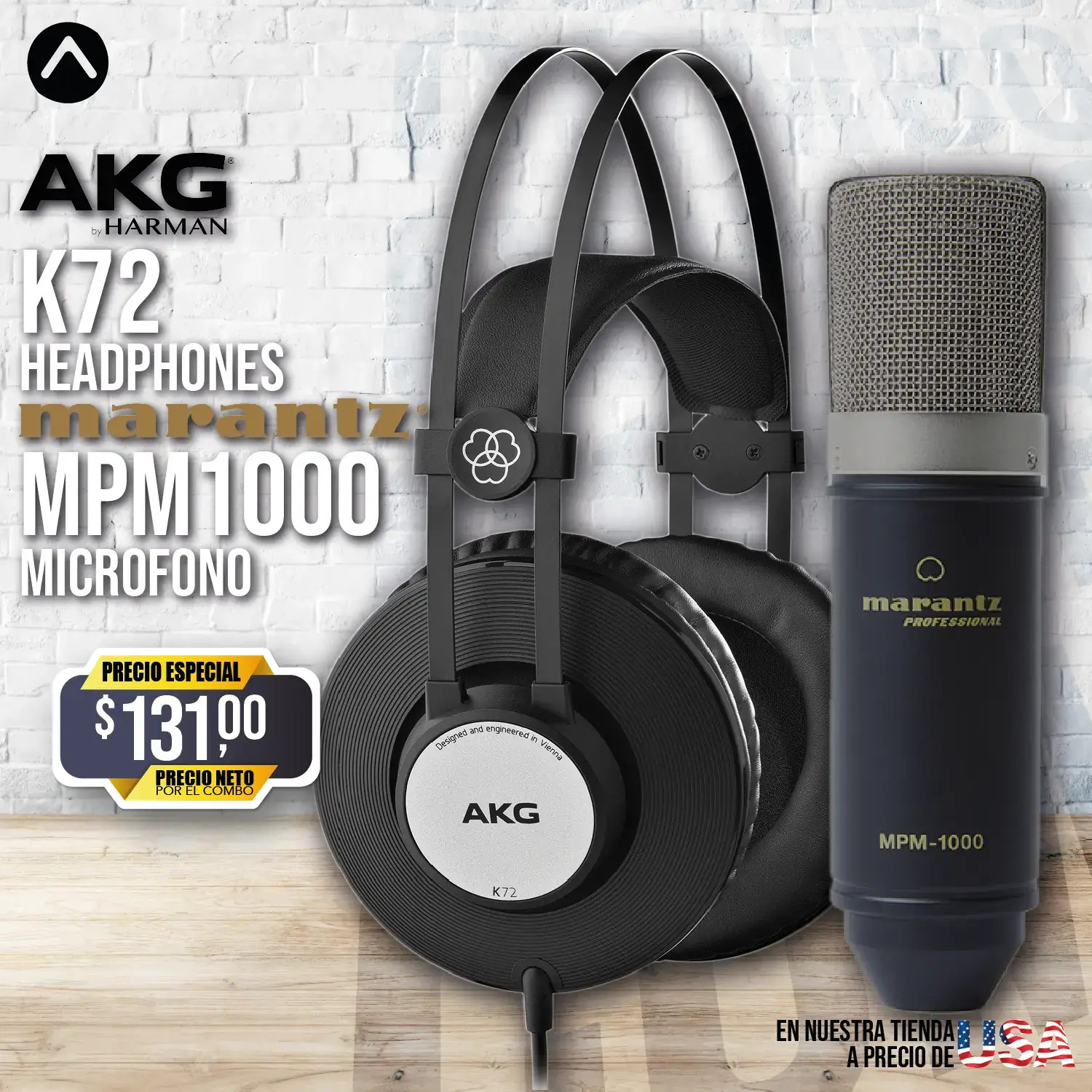 Combo Audífonos AKG K72 y Micrófono Marantz MPM1000
