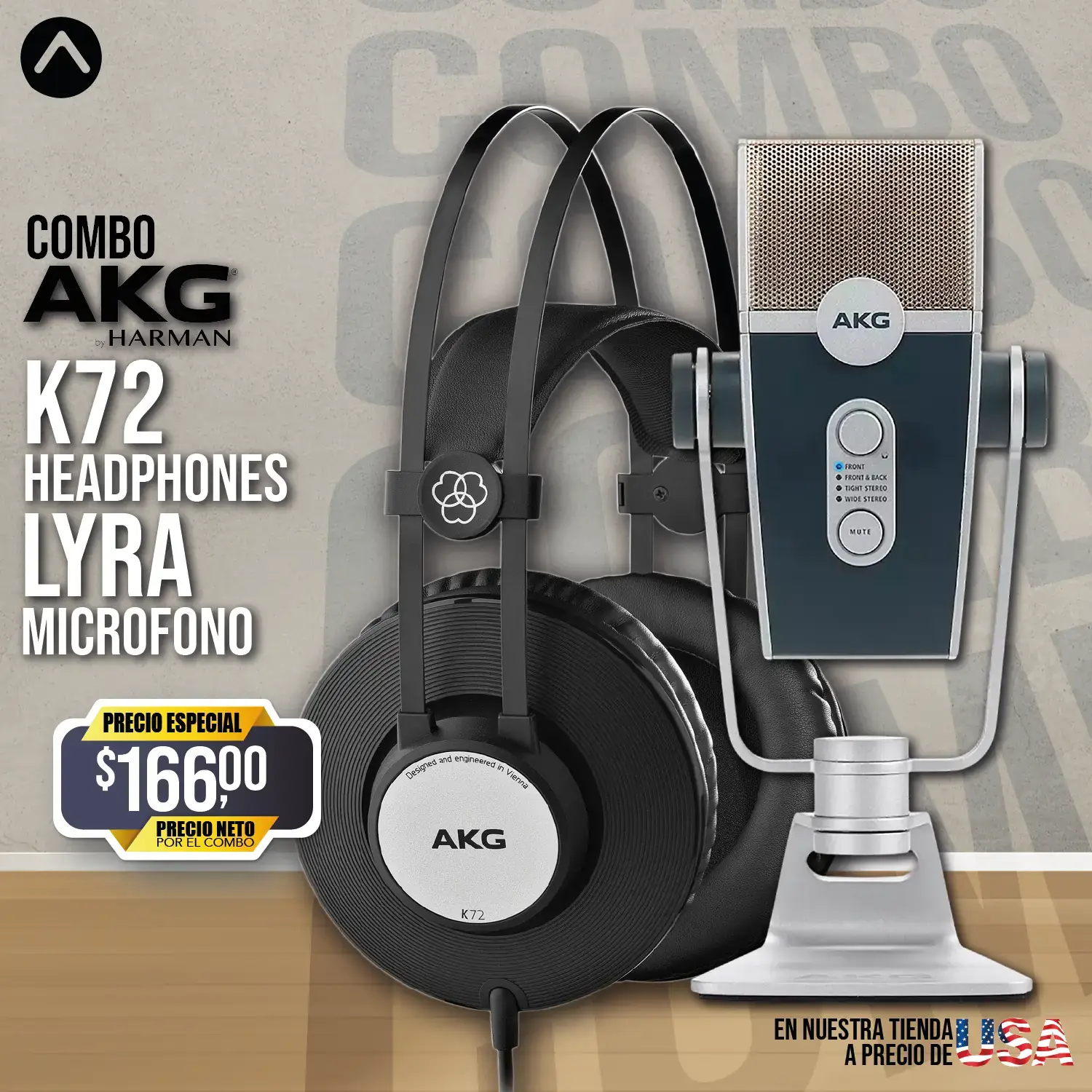 Combo Audífonos AKG K72  y Micrófono AKG LYRA